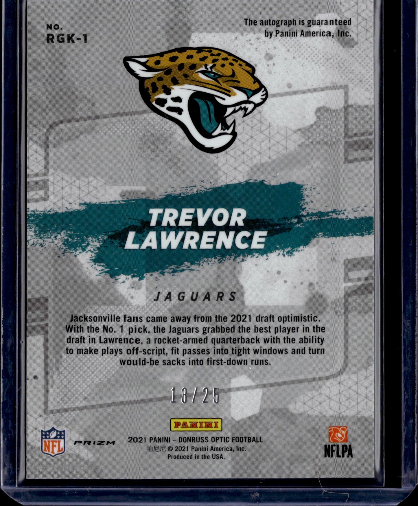 2021 Panini Donruss Optic Trevor Lawrence Auto /25 RC