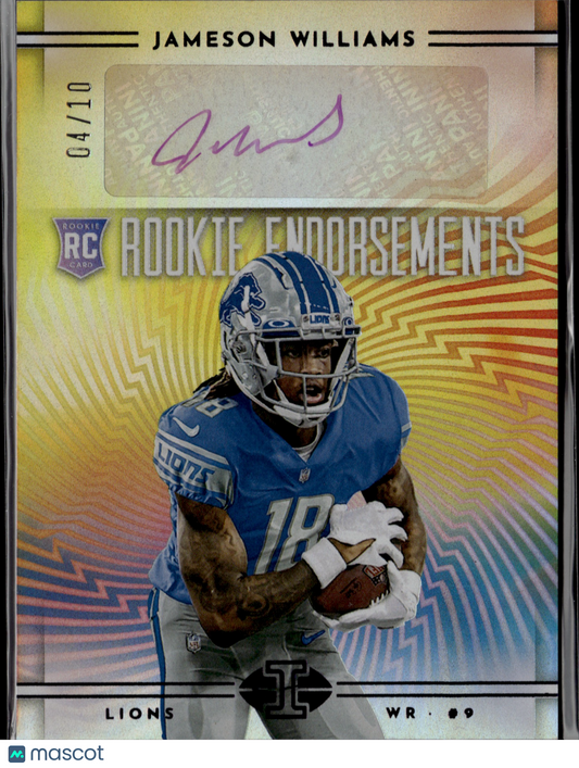 2022 Panini Illusions Football Rookie Endorsements Jameson Williams RC /10