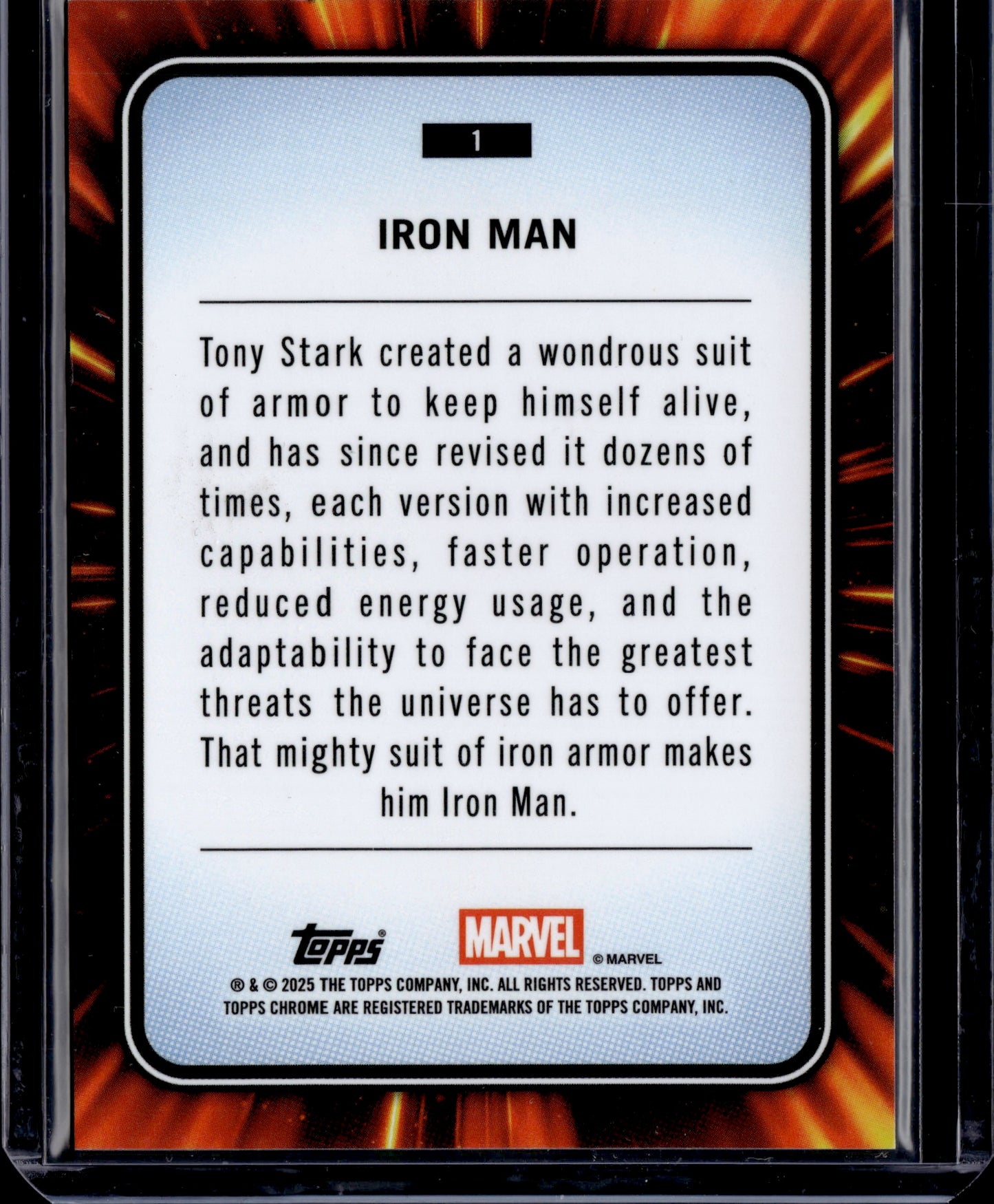 2025 Topps Chrome Marvel Iron Man /99 #1