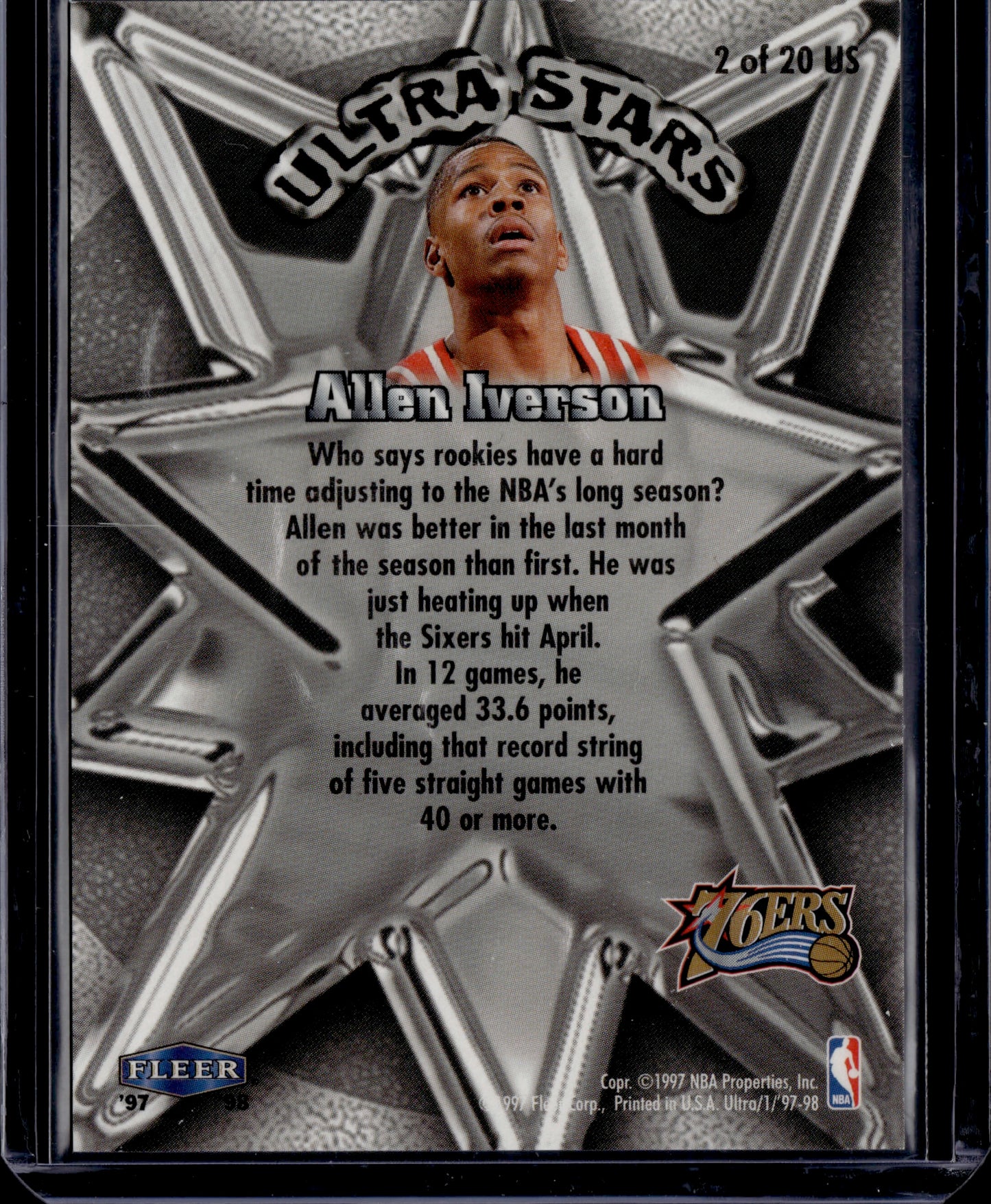 1997 Fleer Ultra Ultra Stars Allen Iverson #2 of 20 US
