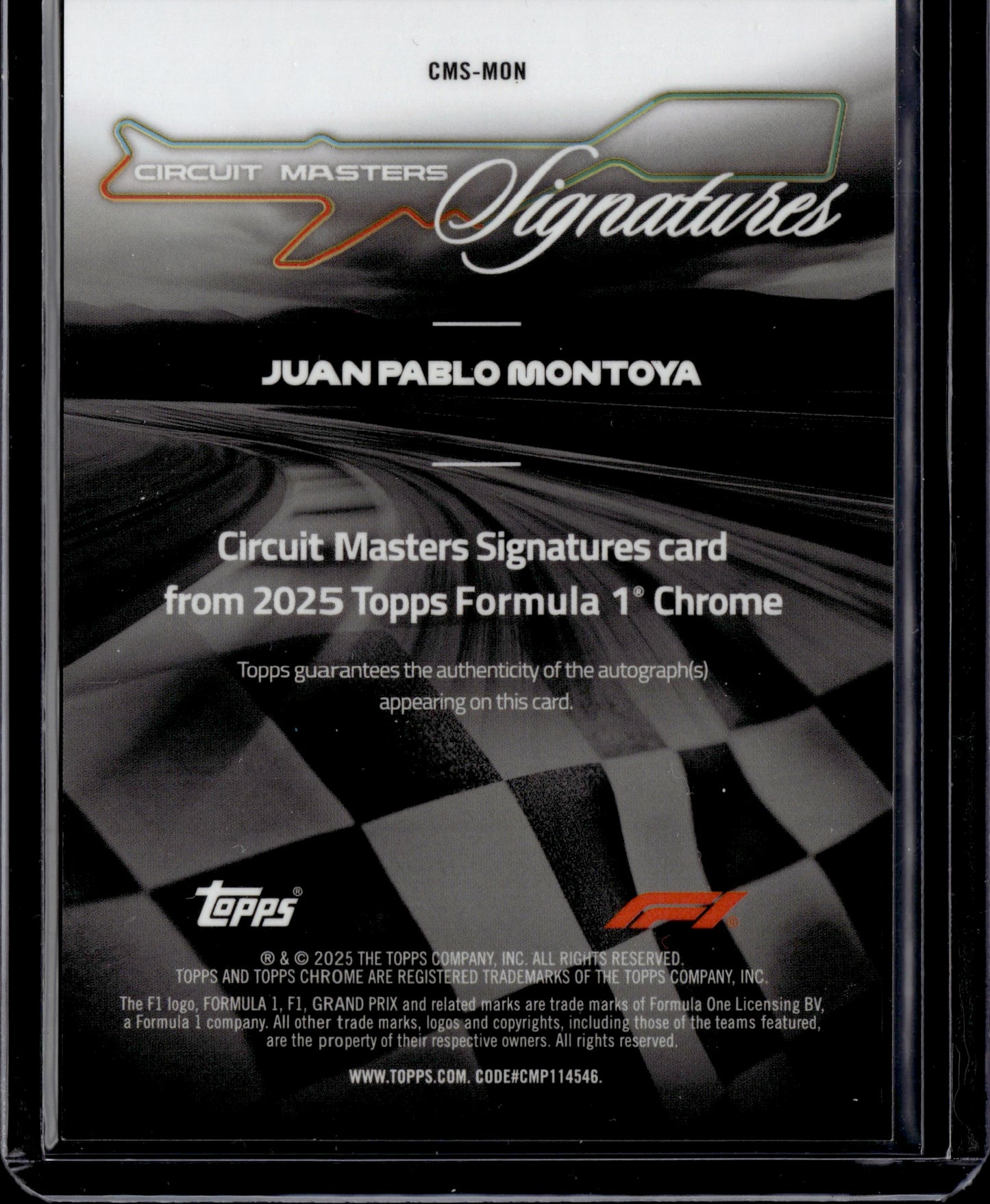 2025 Topps Formula 1 Chrome Juan Pablo Montoya Auto #CMS-MON