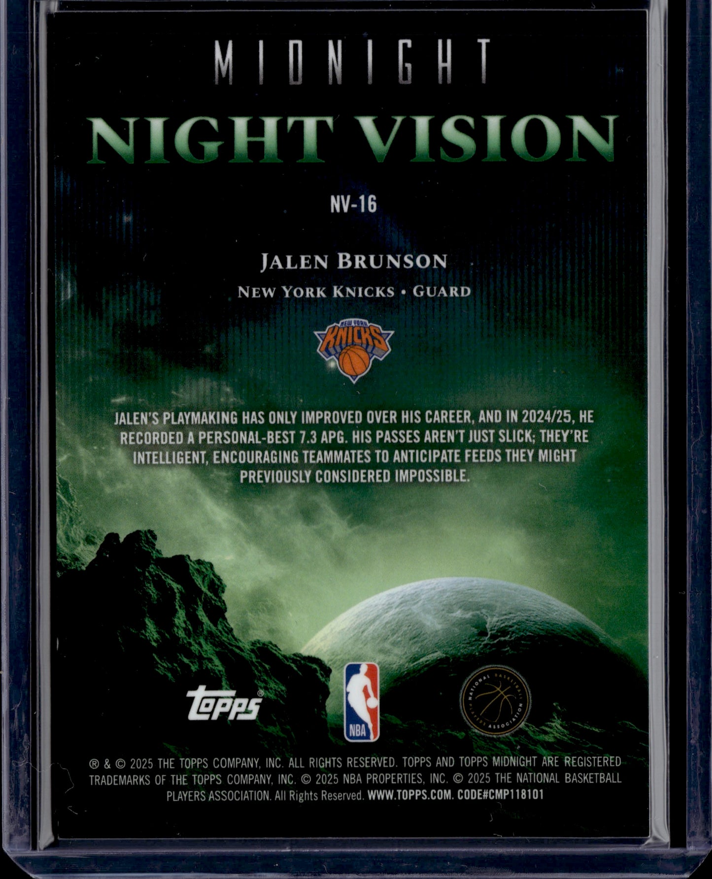 2025 Topps Midnight Night Vision Jalen Brunson #NV-16