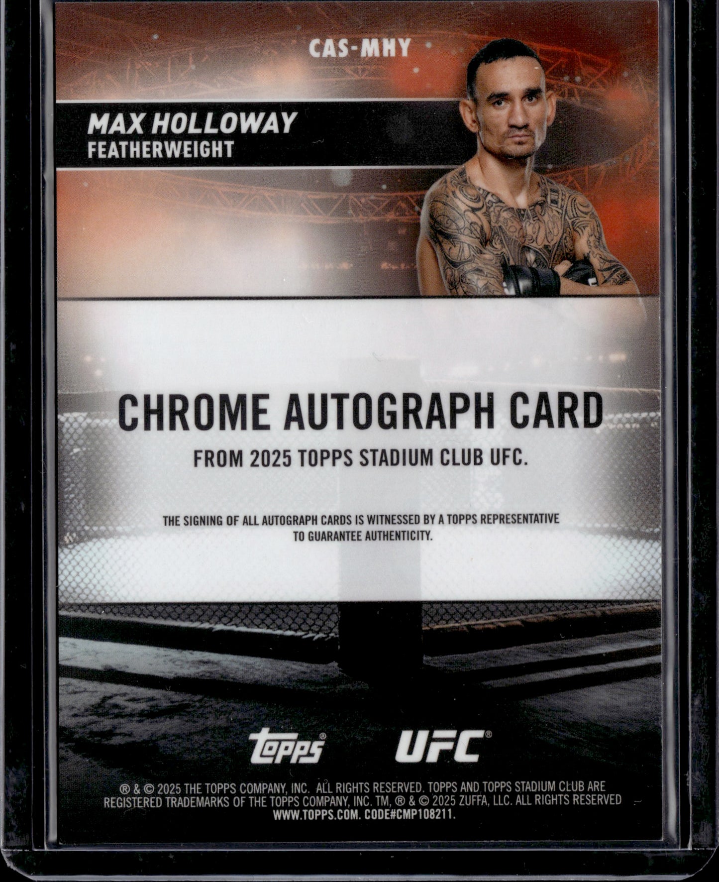2025 Topps Stadium Club Chrome UFC Max Holloway #CAS-MHY Red Parallel Auto12/50