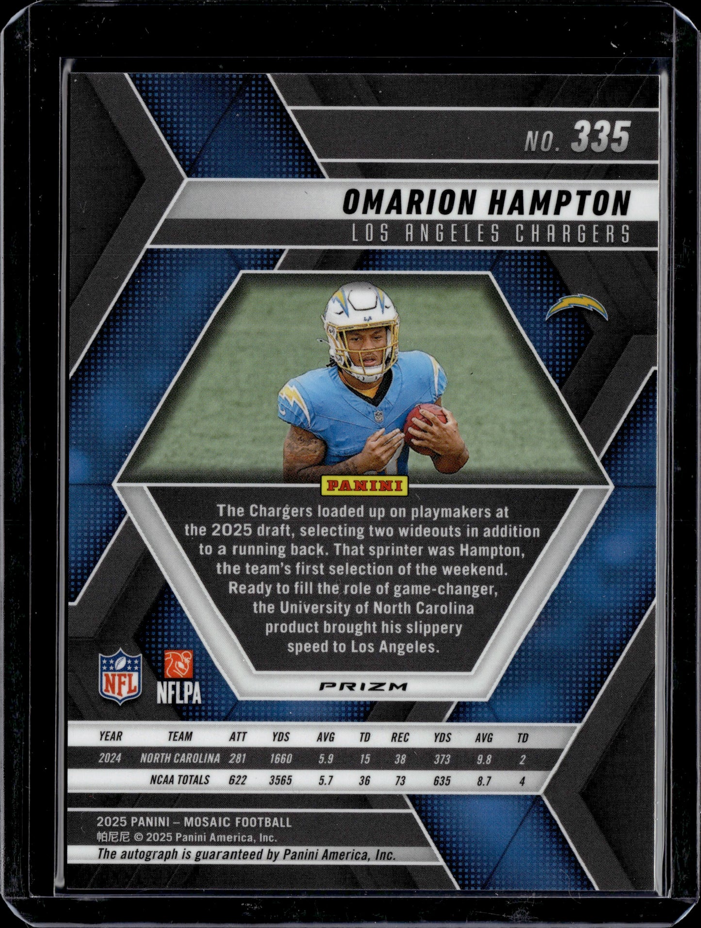 2025 Panini Mosaic Football Omarion Hampton Auto #335 RC