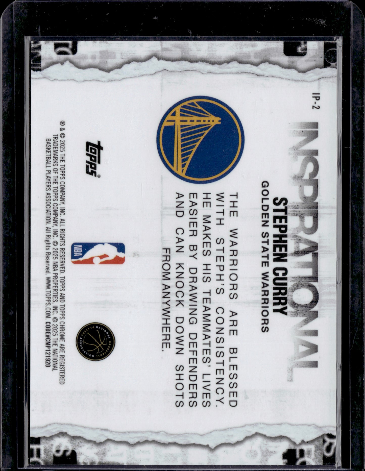 2025 Topps Chrome Inspirational Stephen Curry #IP-2 Gold /50