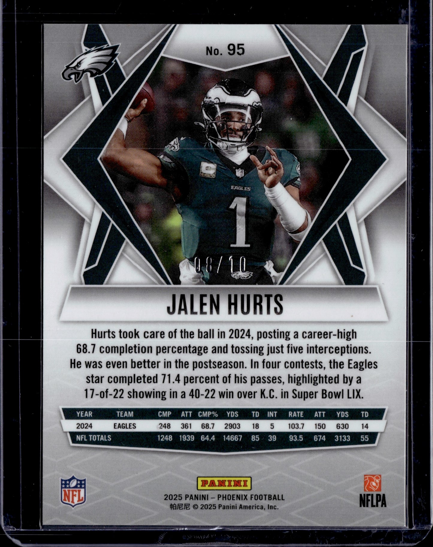 2025 Panini Phoenix Football Jalen Hurts #95 Gold /10