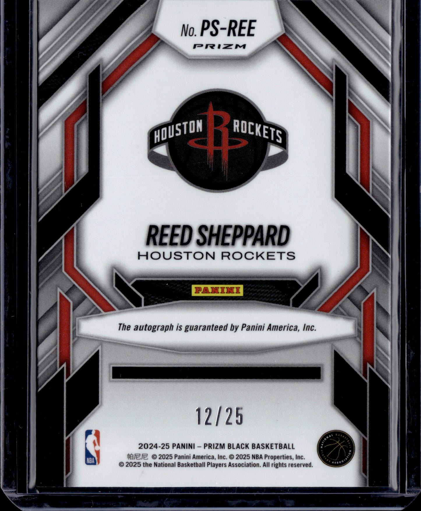 2025 Panini Prizm Black Prolific Signatures Reed Sheppard Mojo Auto /25