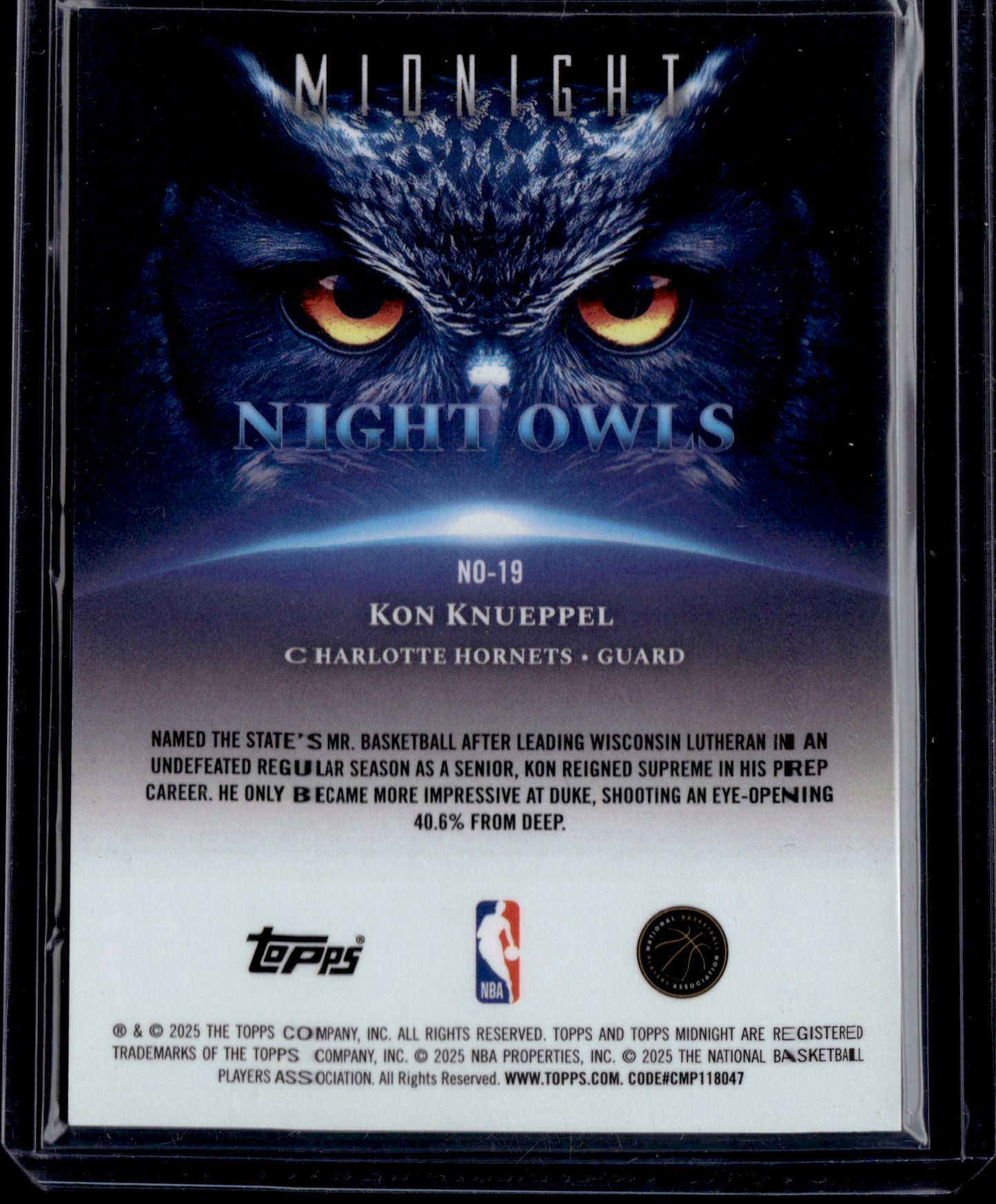 2025 Topps Midnight Night Owls Kon Knueppel #NO-19 RC /75