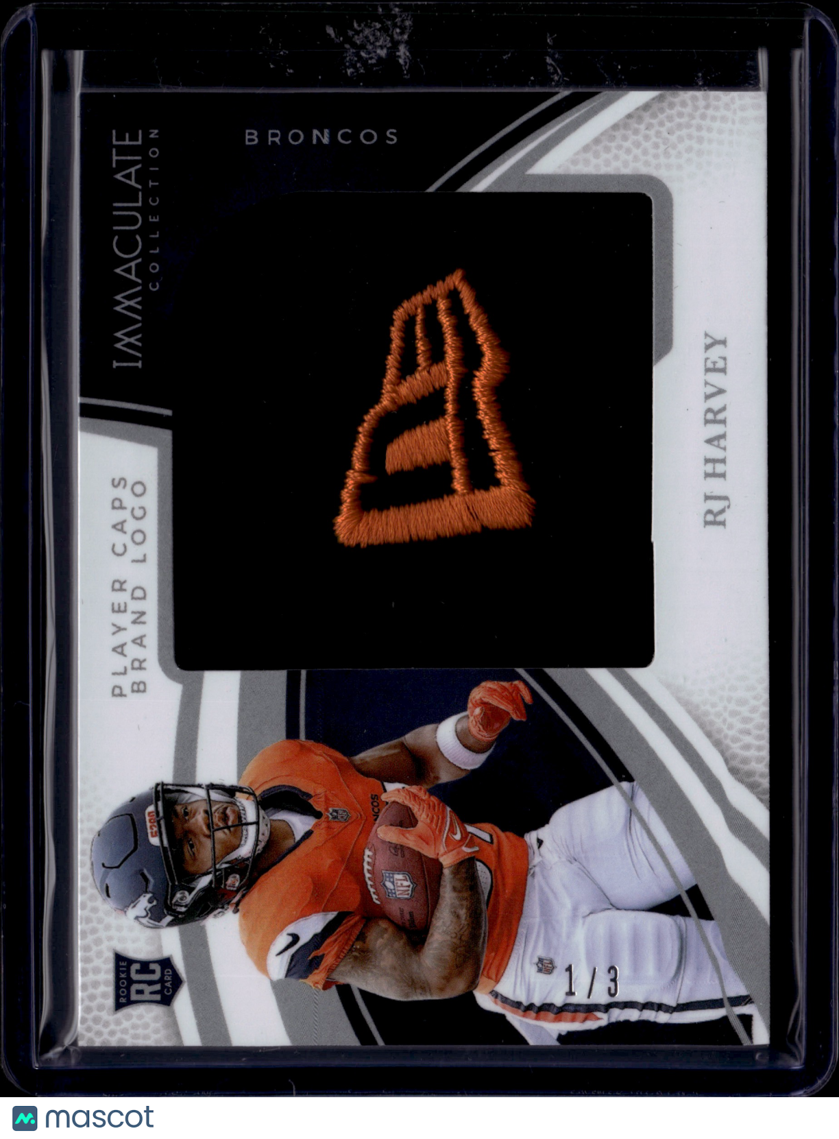 2025 Panini Immaculate Collection RJ Harvey /3 RC Player Caps Brand Logo