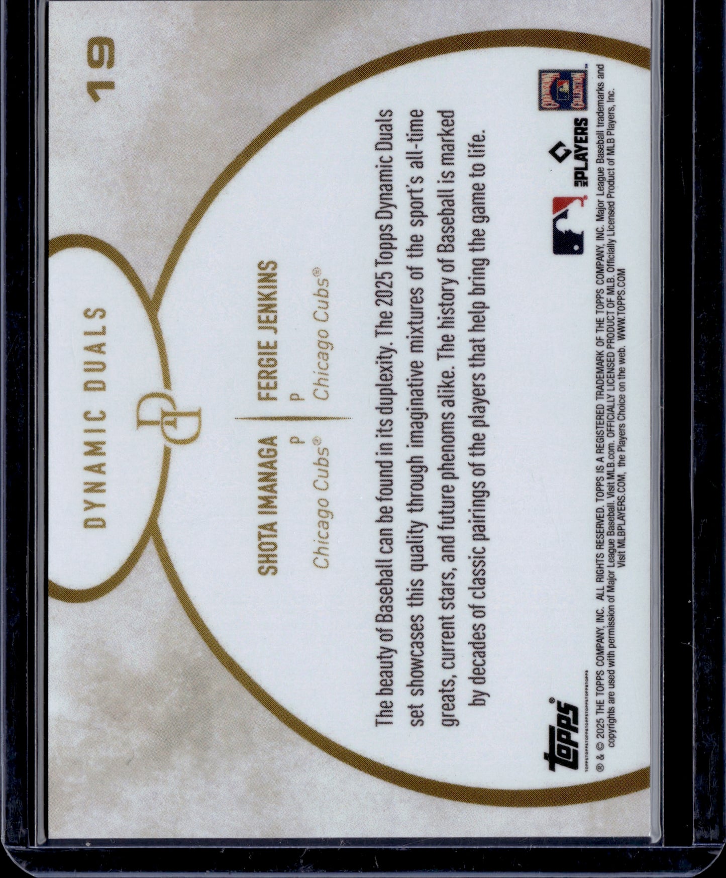 2025 Topps Dynamic Duals Shota Imanaga Fergie Jenkins #19 Gold /5