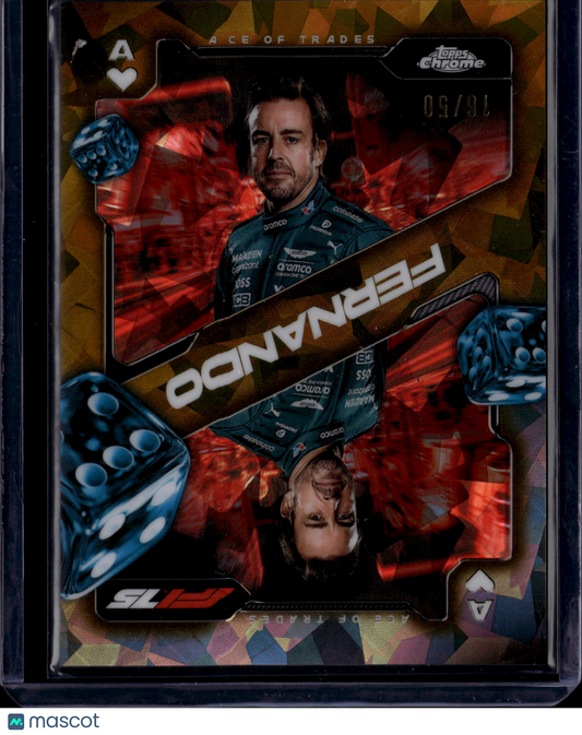 2025 Topps Chrome Formula 1 Ace of Trades Fernando Alonso #SCA-6 Gold /50