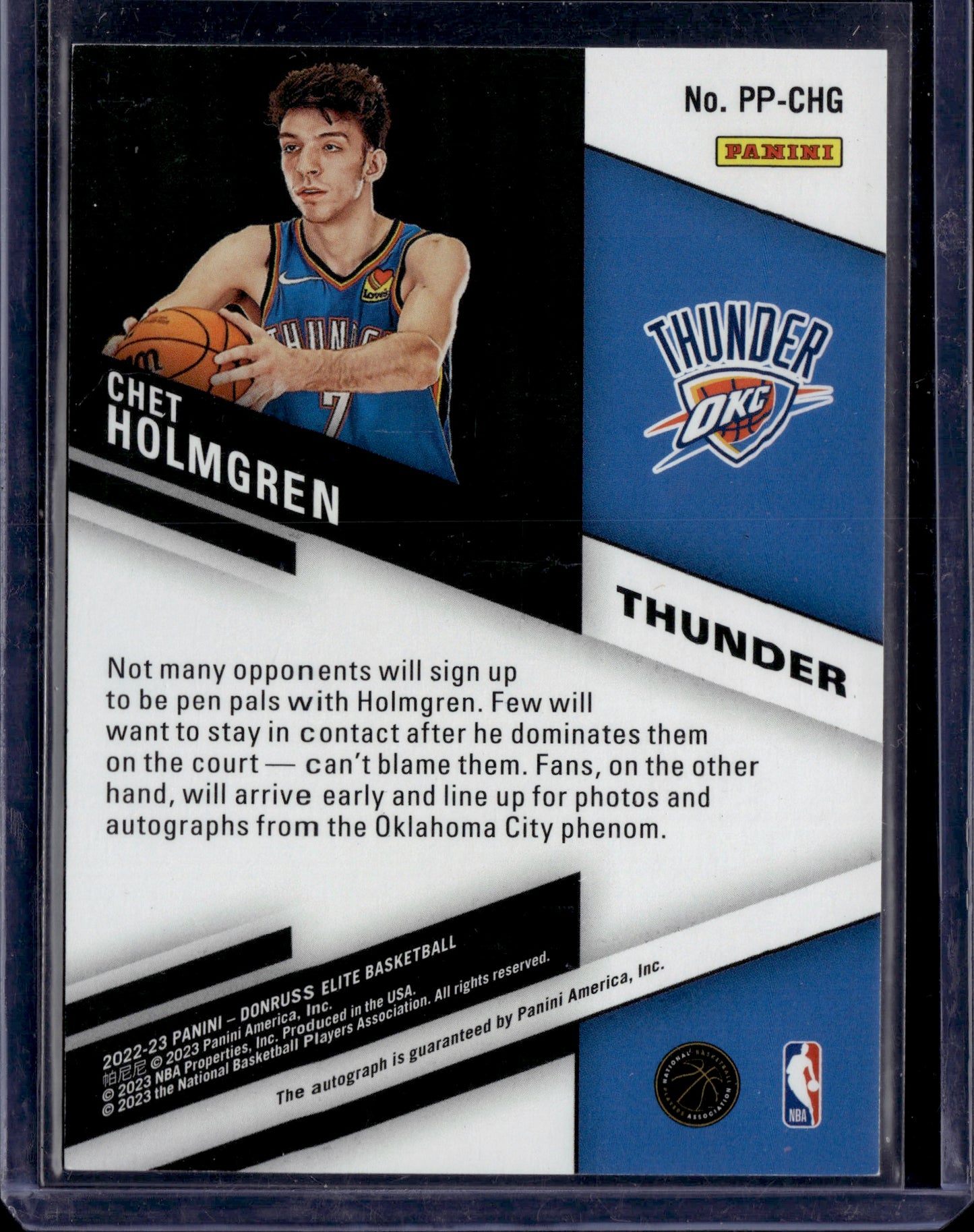 2023 Panini Donruss Elite Pen Pals Chet Holmgren Auto /25 #PP-CHG RC