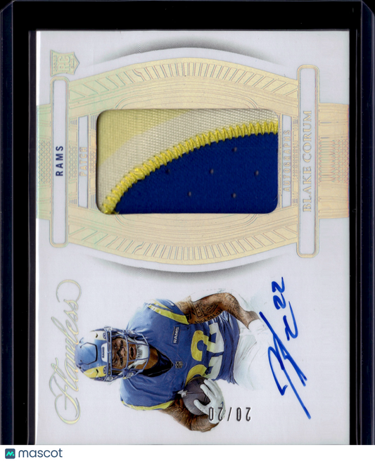 2025 Panini Flawless Blake Corum Auto #RPA-BCM /20 Patch RC
