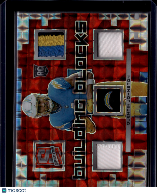 2023 Panini Spectra Prizm Building Blocks Quentin Johnston Quad Patch /10 RC