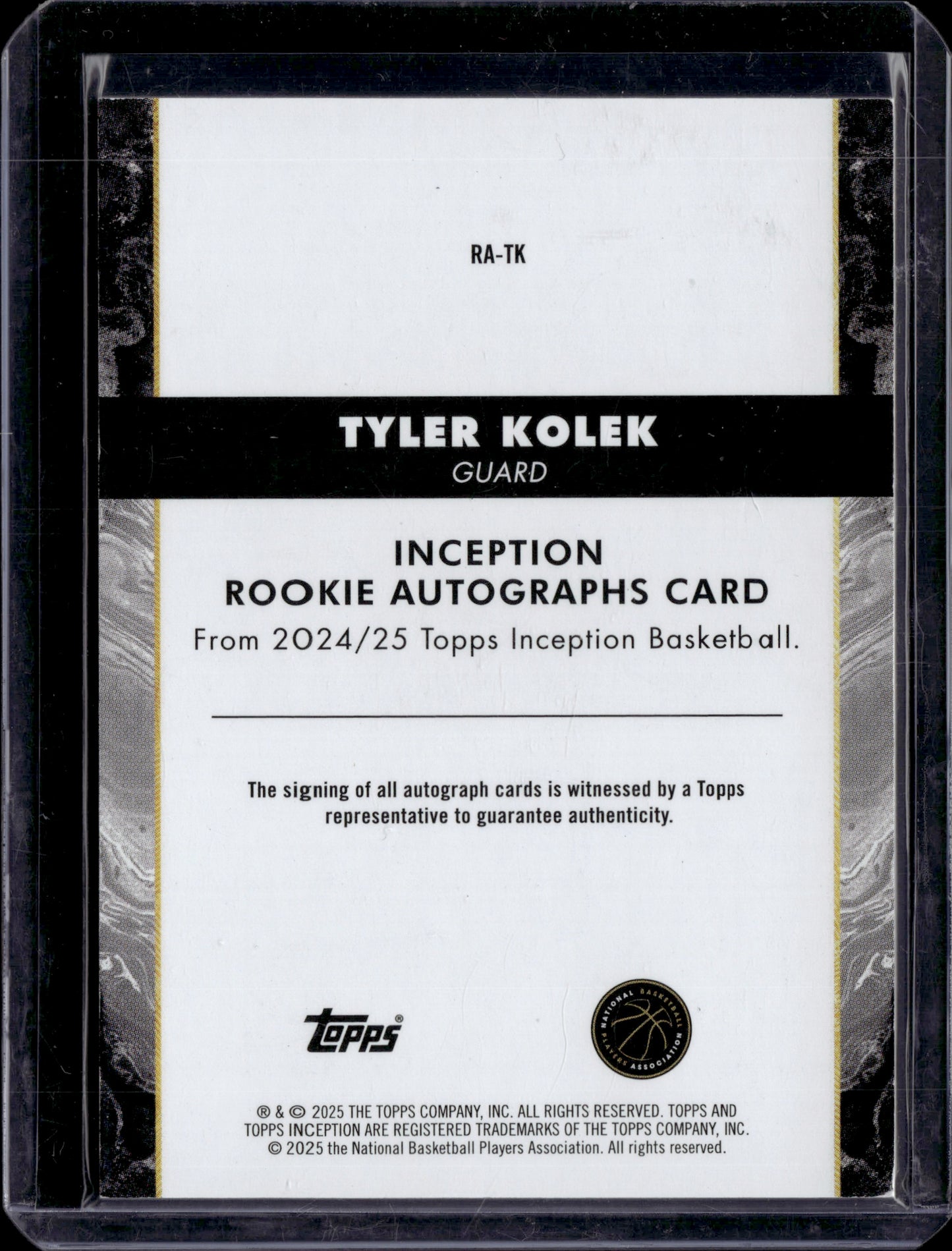 2025 Topps Inception Tyler Kolek Auto /10 #RA-TK RC