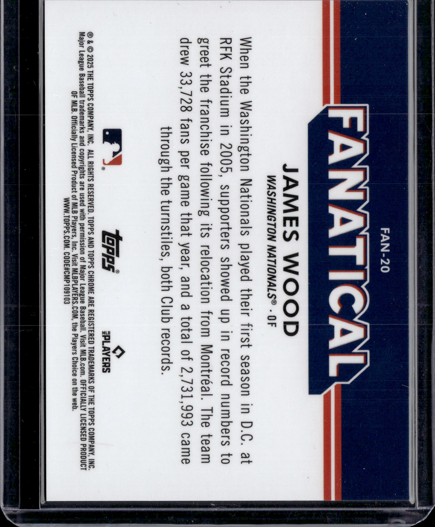 2025 Topps Chrome Fanatical James Wood #FAN-20 RC