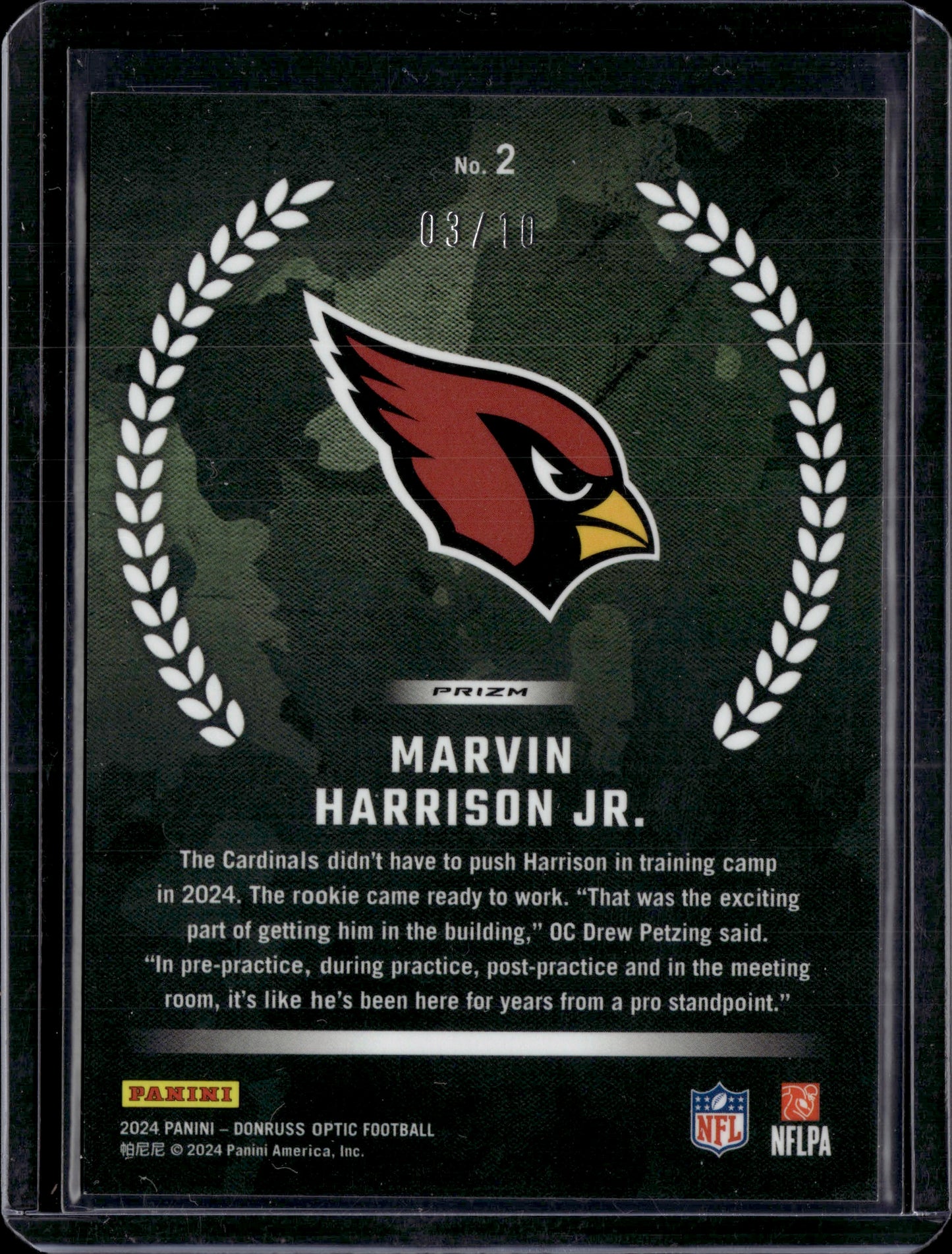 2024 Panini Donruss Optic Football Rookie Recruits Marvin Harrison Jr. Gold /10