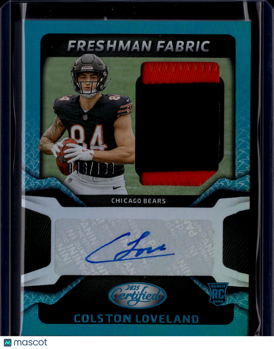 2025 Panini Certified Freshman Fabric Colston Loveland Patch Auto /199 RC
