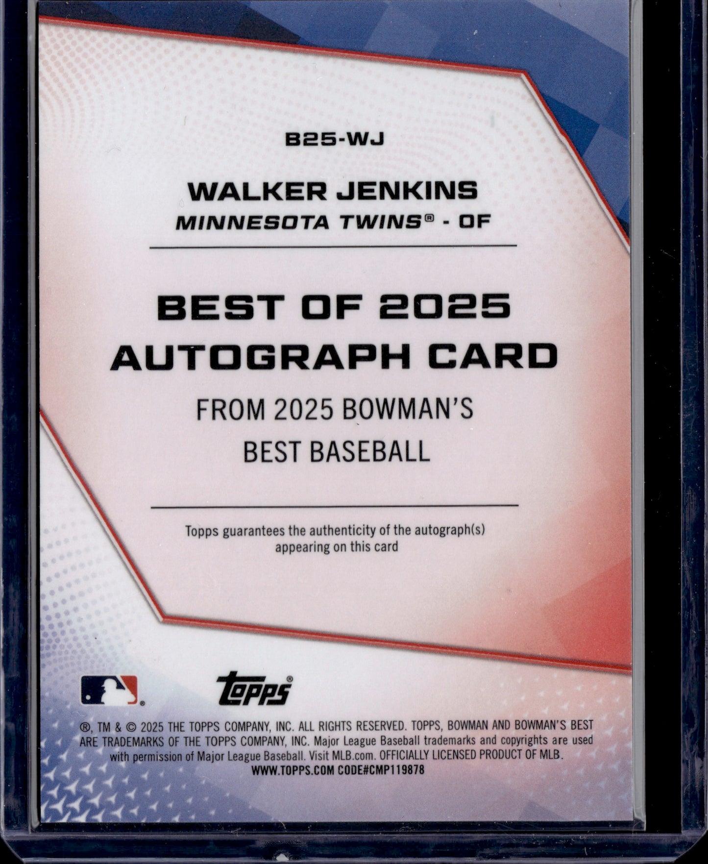 2025 Topps Bowman's Best Walker Jenkins Gold Auto /50