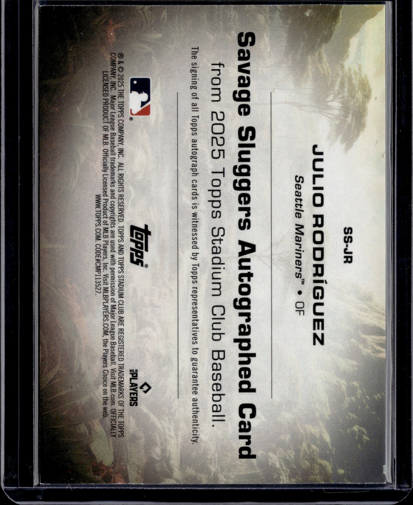 2025 Topps Stadium Club Savage Sluggers Julio Rodríguez Auto /25