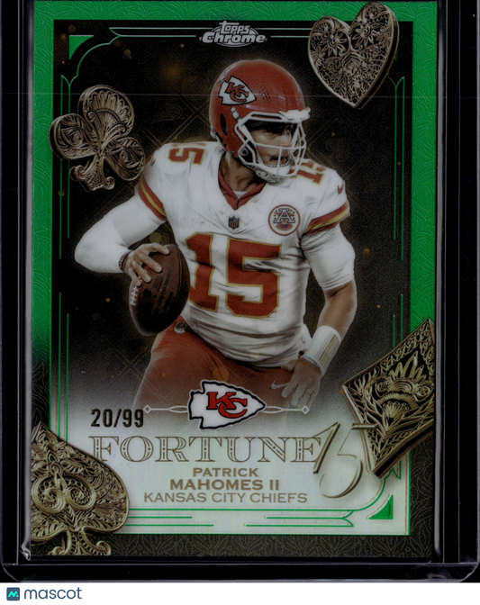 2025 Topps Chrome Fortune 15 Patrick Mahomes II #F15-6 Green 20/99