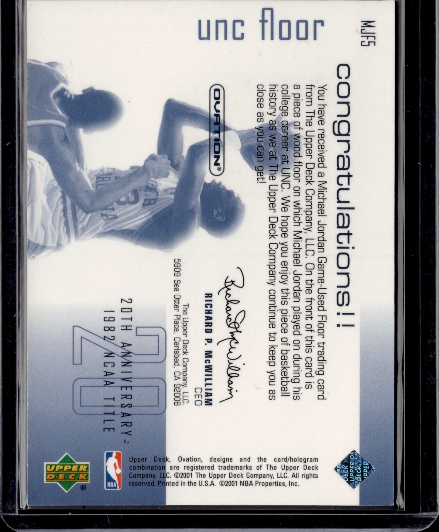 2001 Upper Deck Ovation UNC Floor Michael Jordan #MJF5 Game-Used