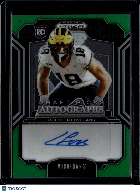 2025 Panini Prizm Draft Picks Colston Loveland #DPA-CLD Green Auto RC