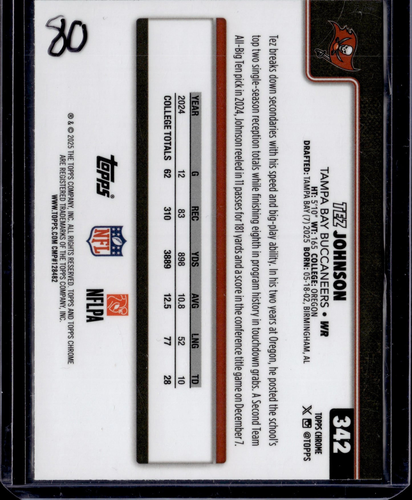 2025 Topps Chrome Tez Johnson Lightboard #342 RC