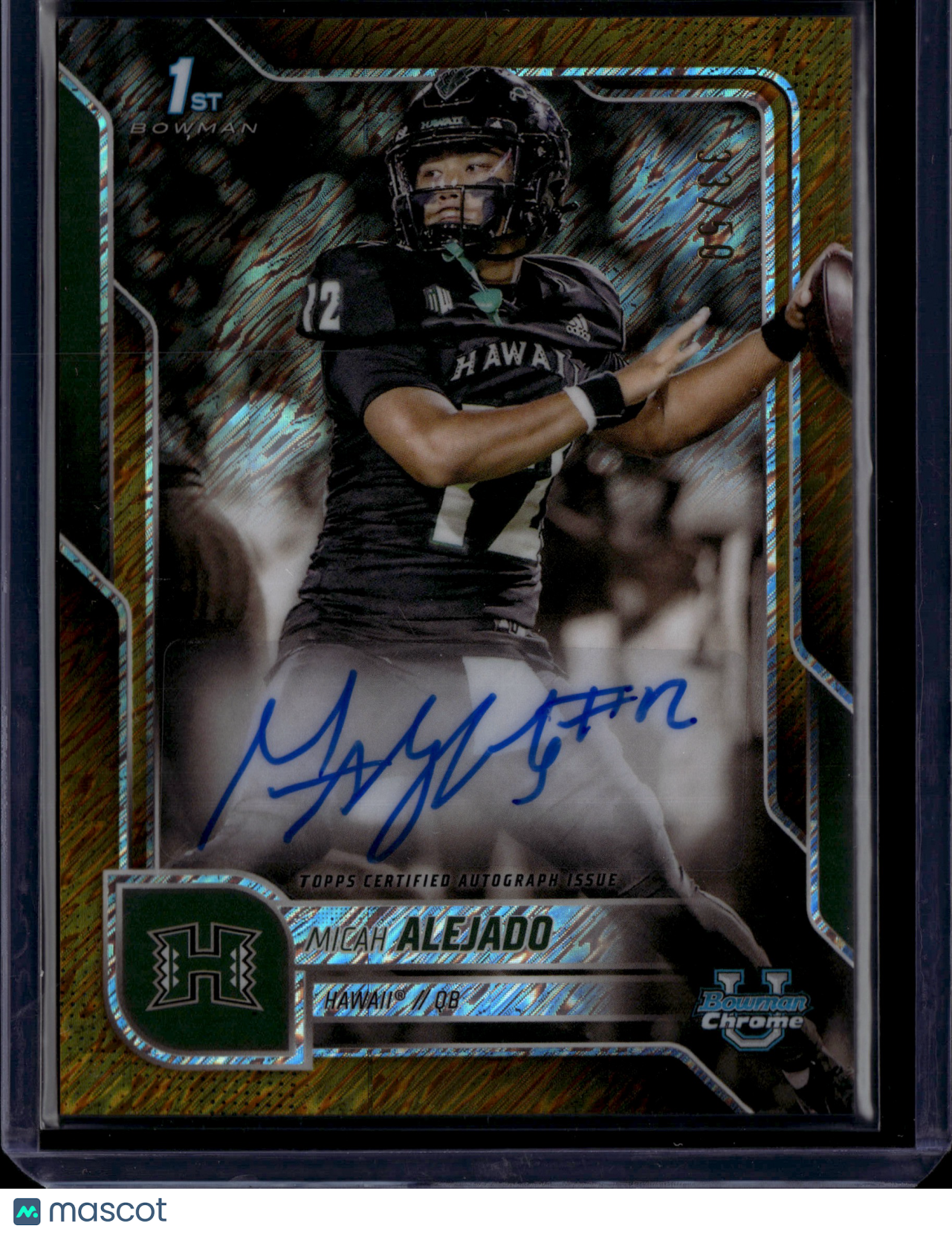 2025 Topps Bowman University Chrome Football Micah Alejado Gold Auto /50