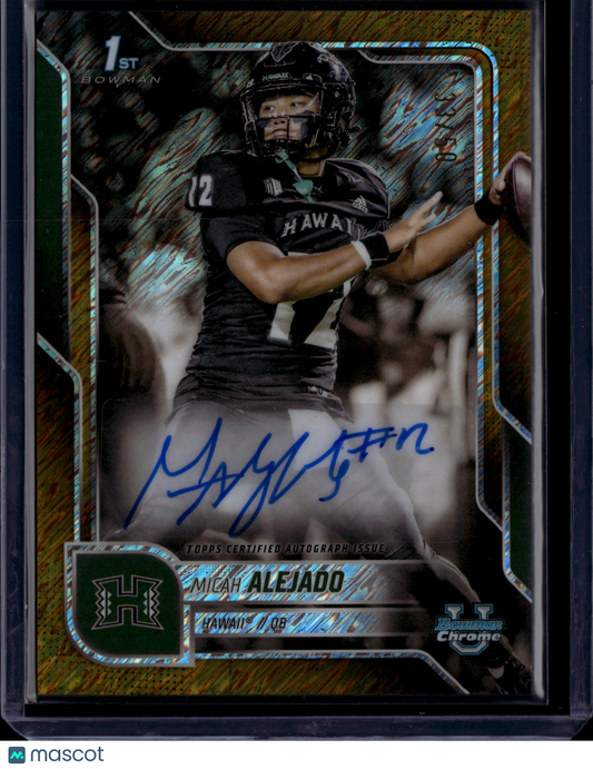 2025 Topps Bowman University Chrome Football Micah Alejado Gold Auto /50