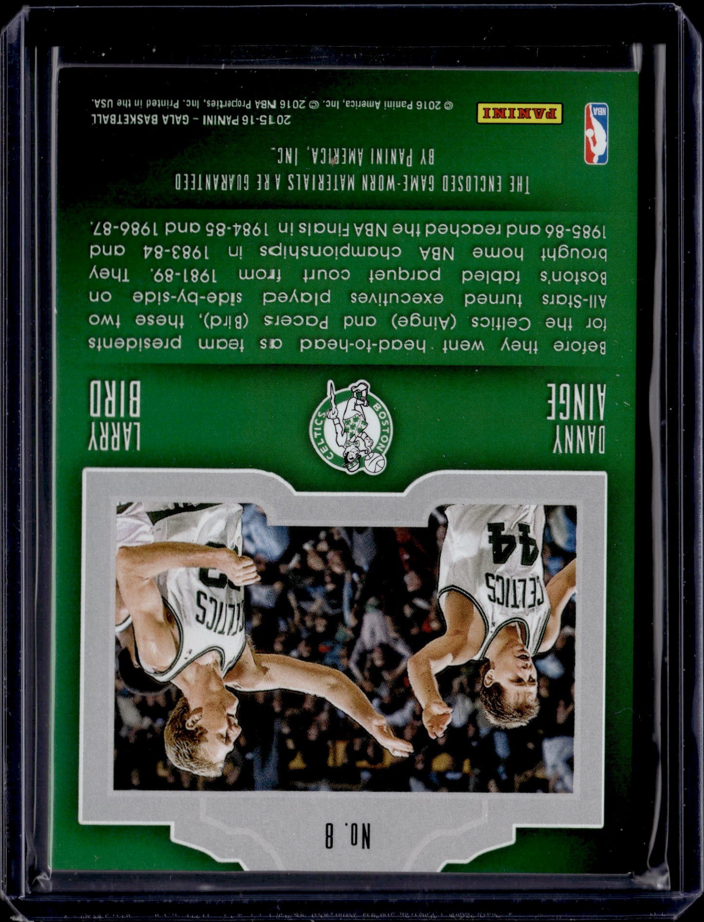 2016 Panini Gala Double Feature Larry Bird Danny Ainge #8 Game-Worn Materials 09/60