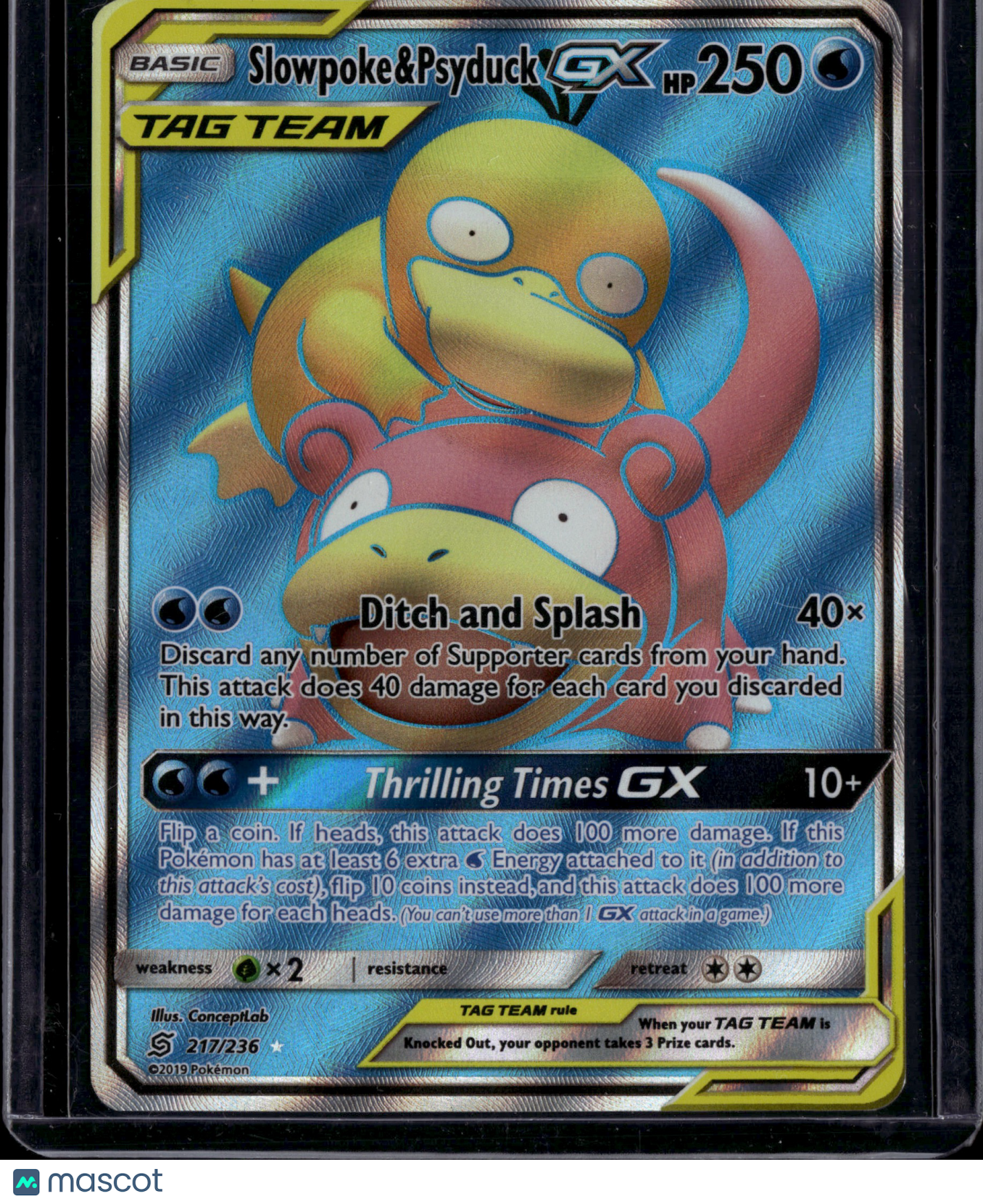 2019 Unified Minds Slowpoke & Psyduck GX Holo Rare FA Tag Team #217/236