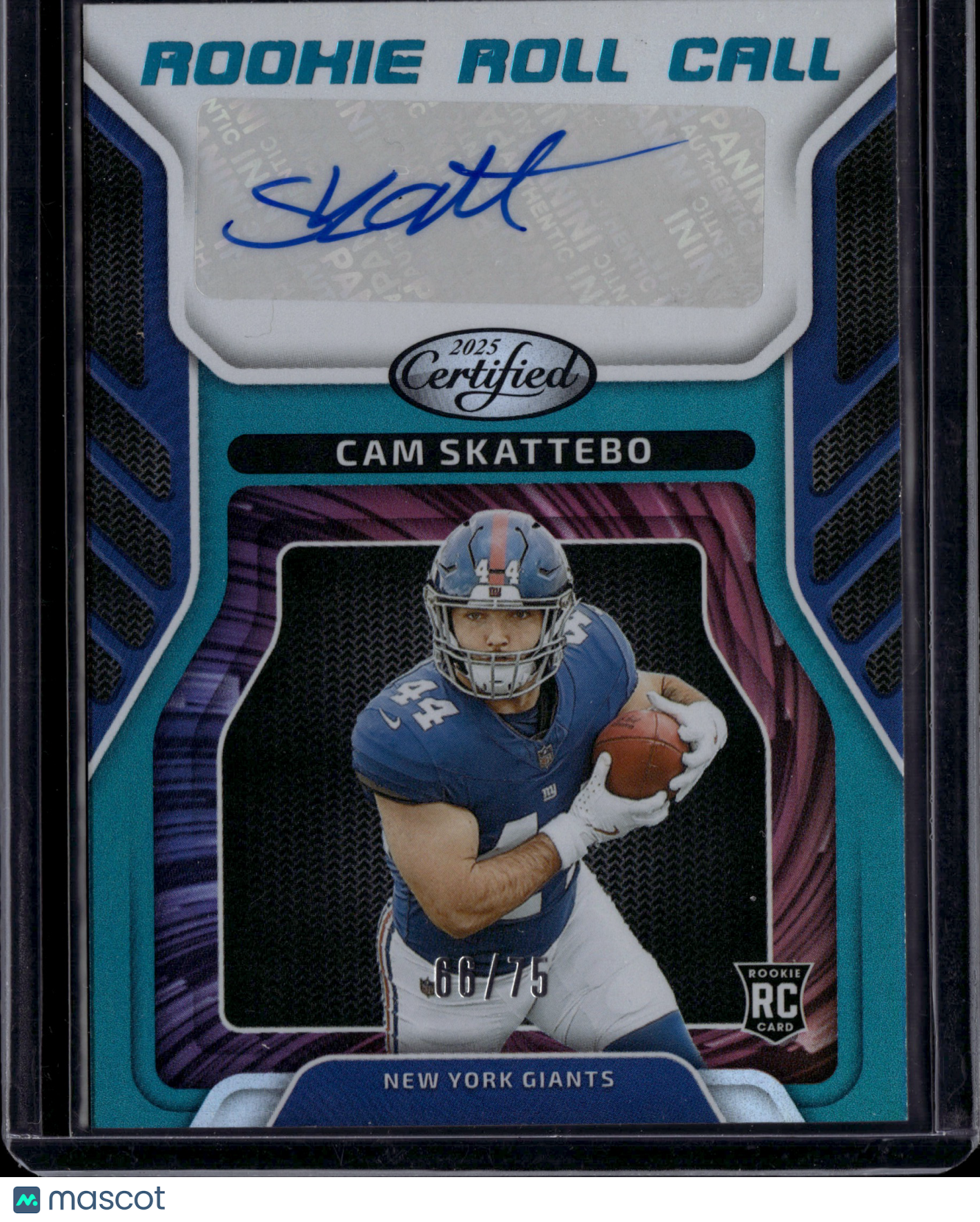 2025 Panini Certified Rookie Roll Call Cam Skattebo #RRC-CSO RC Auto /75