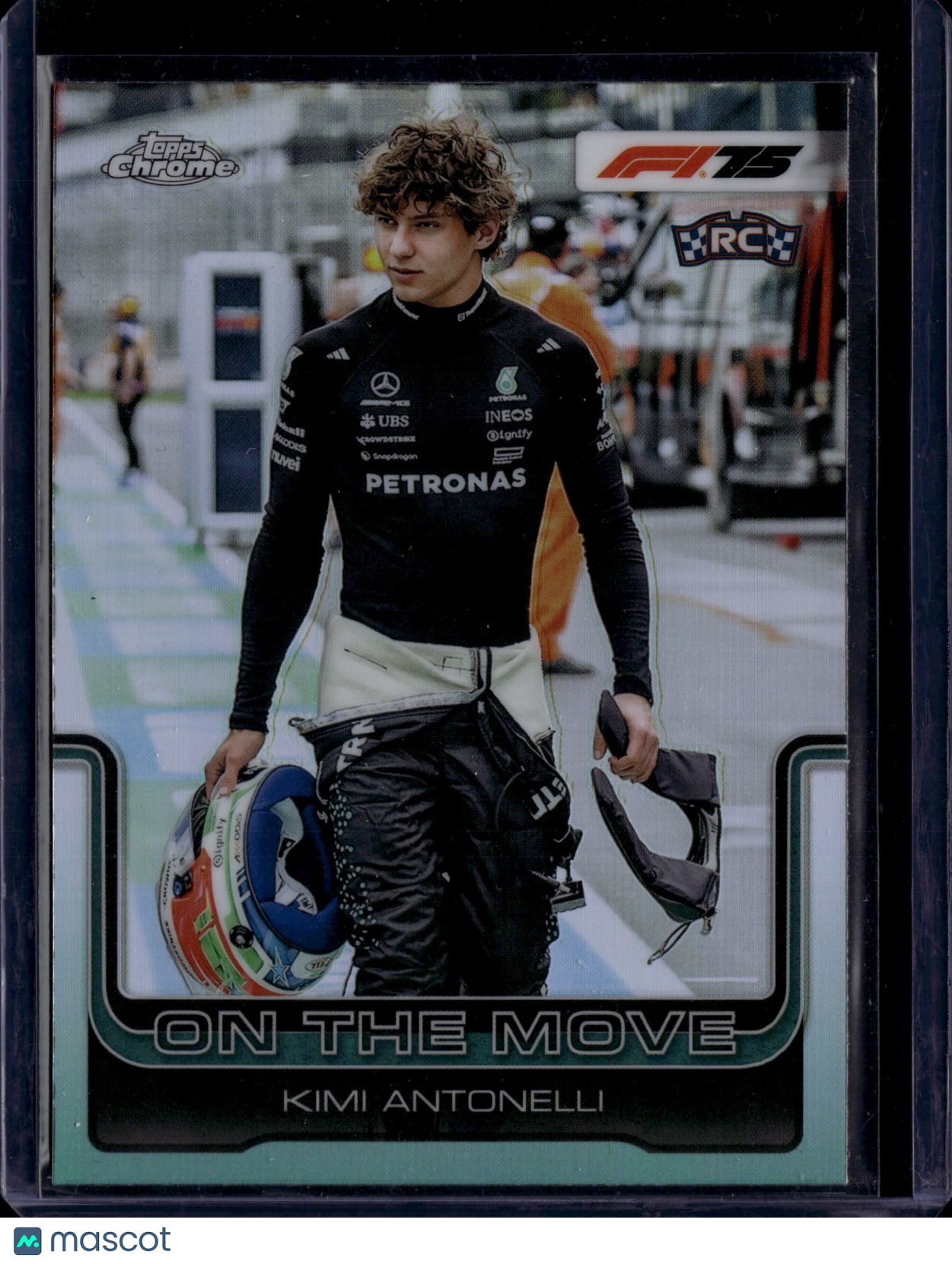 2025 Topps Chrome F1 On The Move Kimi Antonelli #185 Refractor RC