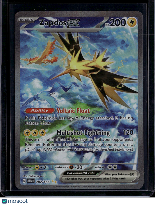 2023 Scarlet & Violet 151 Zapdos EX Holo Secret Rare SAR #202/165