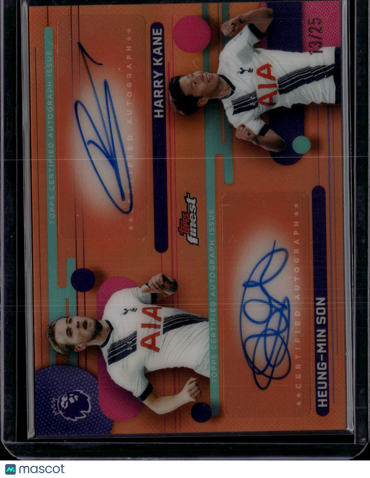 2026 Topps Finest Premier League Harry Kane Heung-Min Son Orange Dual Auto /25