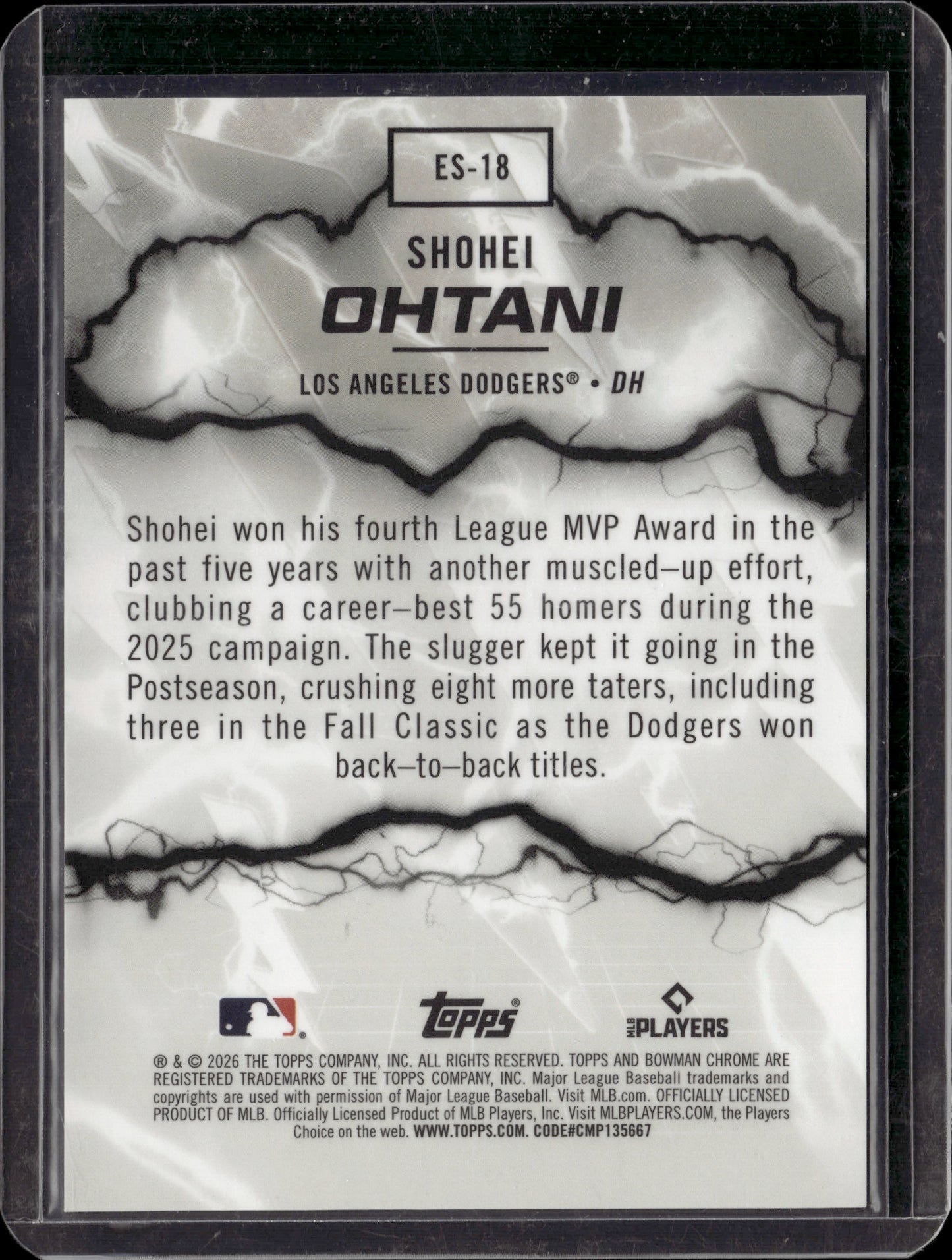 2026 Bowman Chrome Electric Sluggers Shohei Ohtani #ES-18 Blue Lightning /150