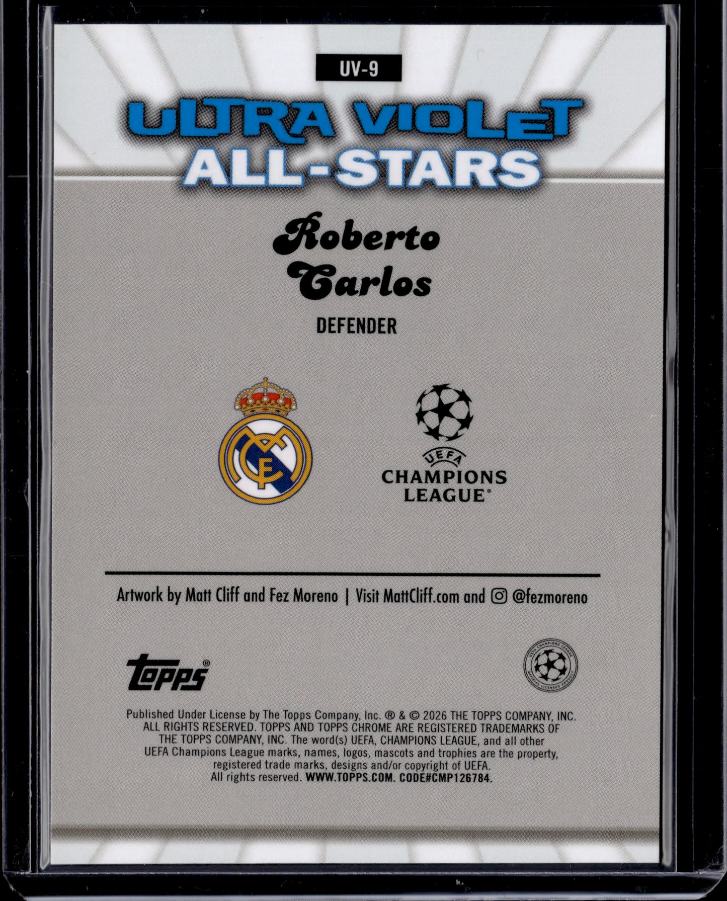 2026 Topps Chrome Ultra Violet All-Stars Roberto Carlos #UV-9 Green /99