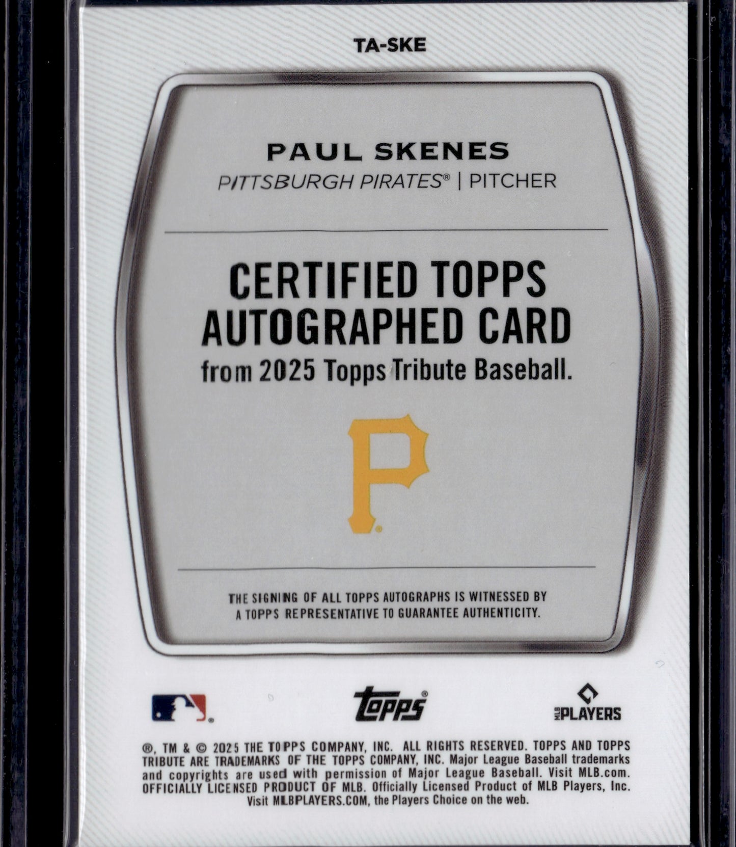 2025 Topps Tribute Paul Skenes #TA-SKE Auto /199