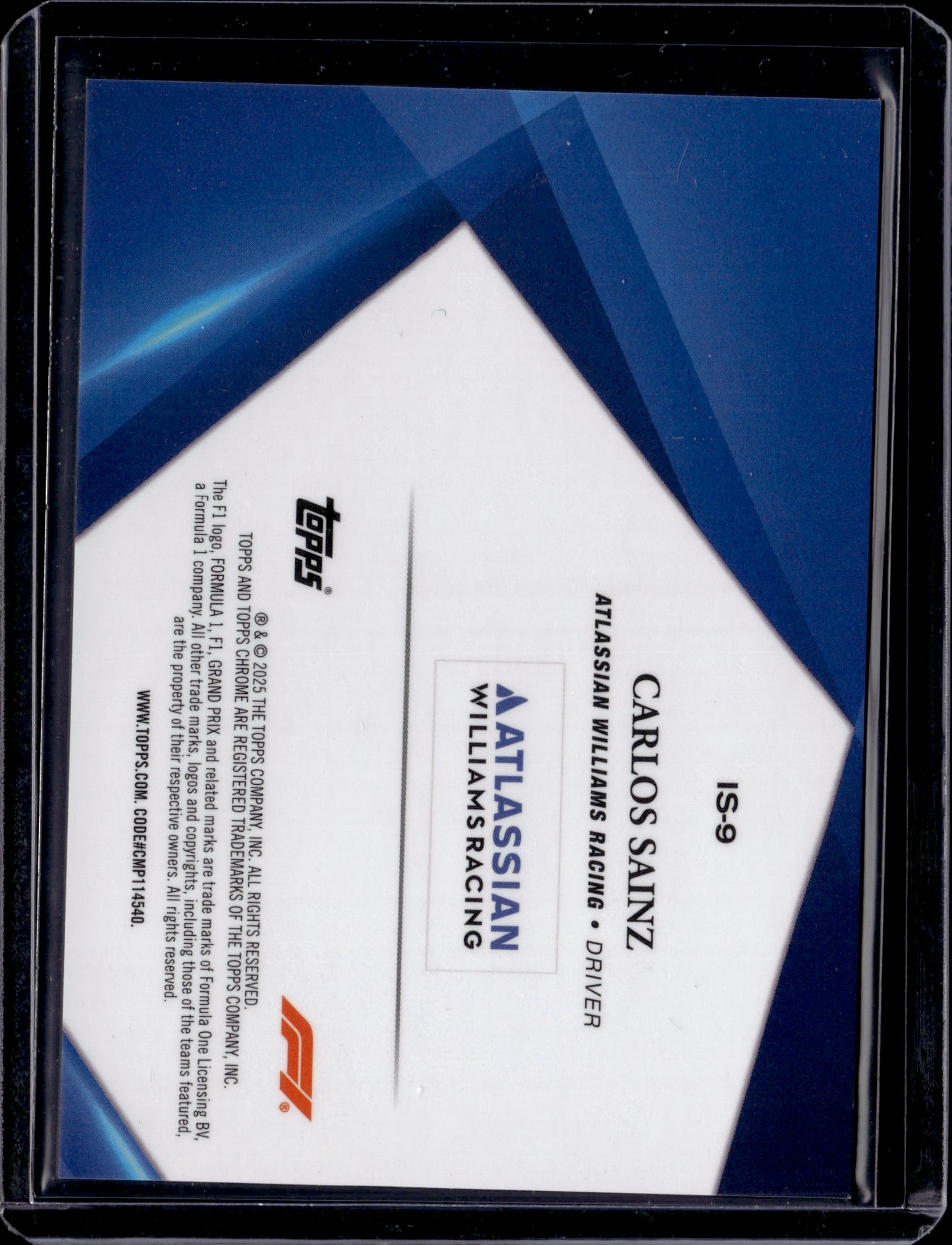 2025 Topps Chrome Sapphire Infinite Carlos Sainz #IS-9