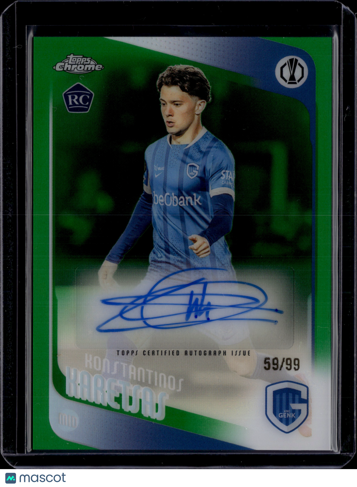 2026 Topps Chrome UEFA Club Competitions Konstantinos Karetsas Auto Green /99