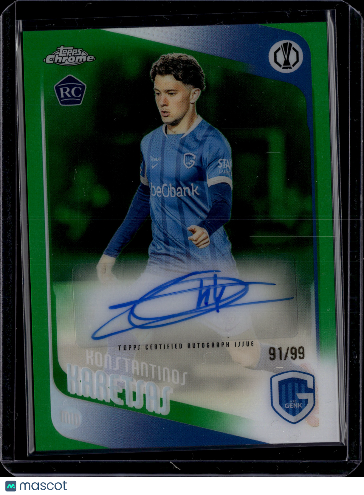 2026 Topps Chrome UEFA Club Competitions Konstantinos Karetsas Auto Green /99