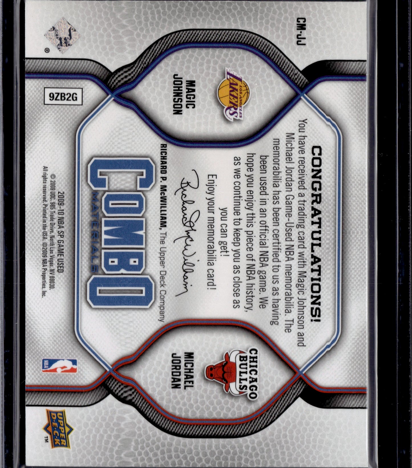 2009 Upper Deck SP Game Used Magic Johnson Michael Jordan /50 SSP