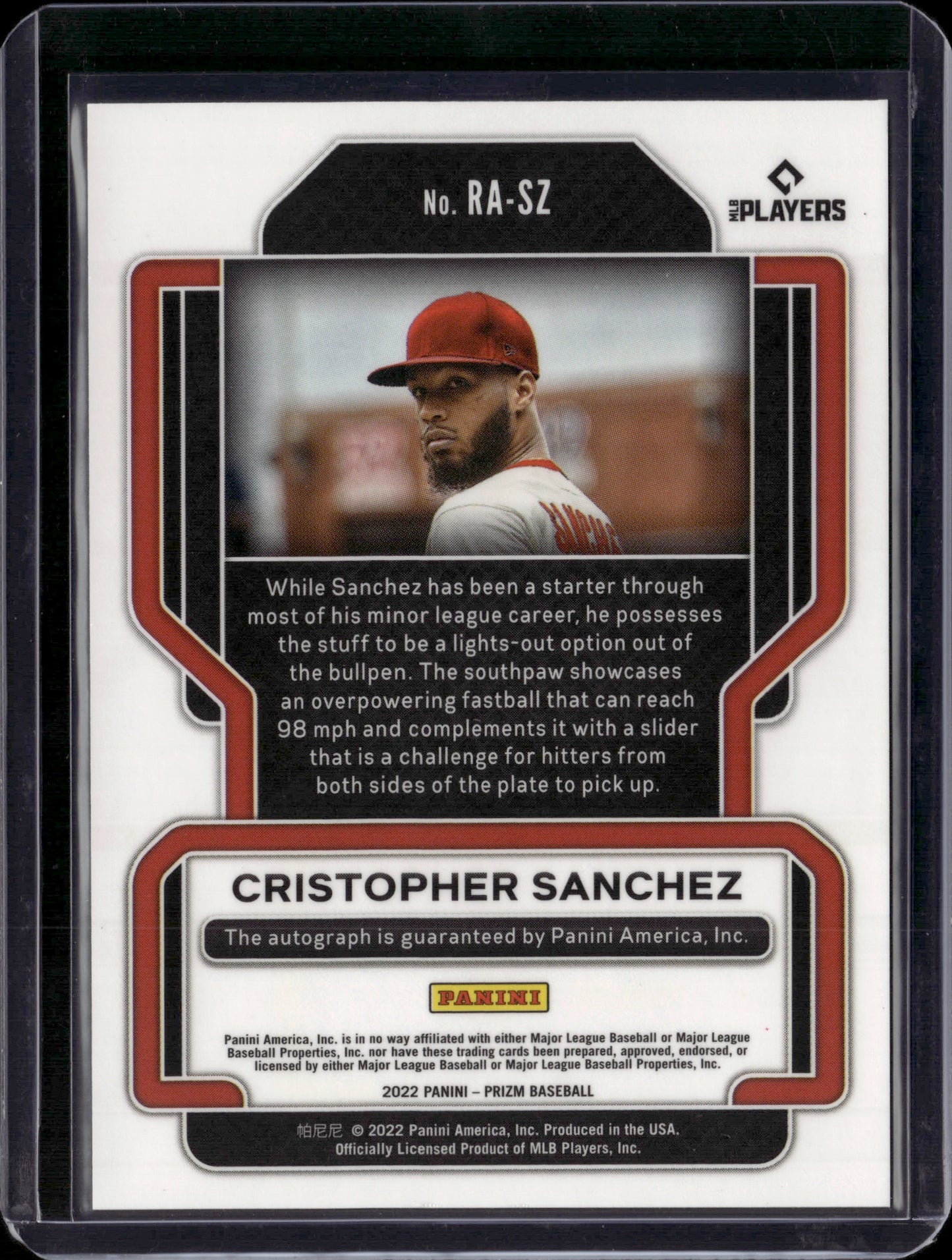 2022 Panini Prizm Cristopher Sanchez Auto #RA-SZ RC