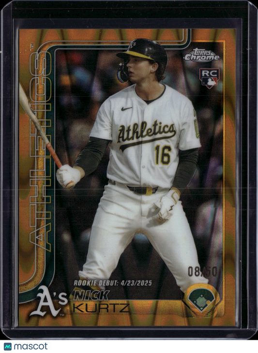2025 Topps Chrome Nick Kurtz #USC180 Gold Wave Refractor/50 RC