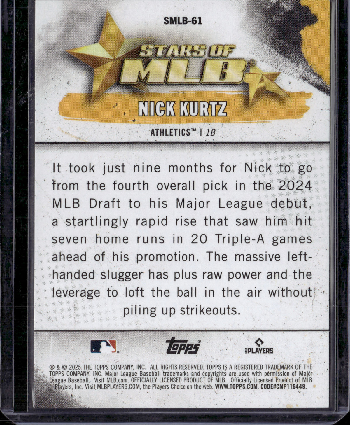 2025 Topps Stars of MLB Nick Kurtz #SMLB-61 Green 75/99 RC