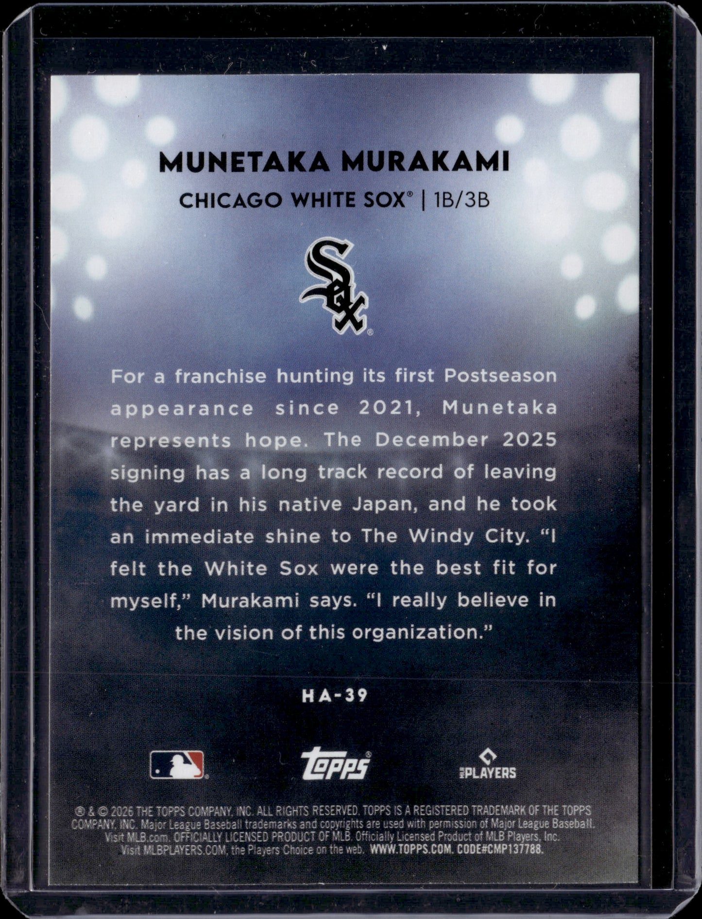 2026 Topps Home Field Advantage Munetaka Murakami #HA-39 RC