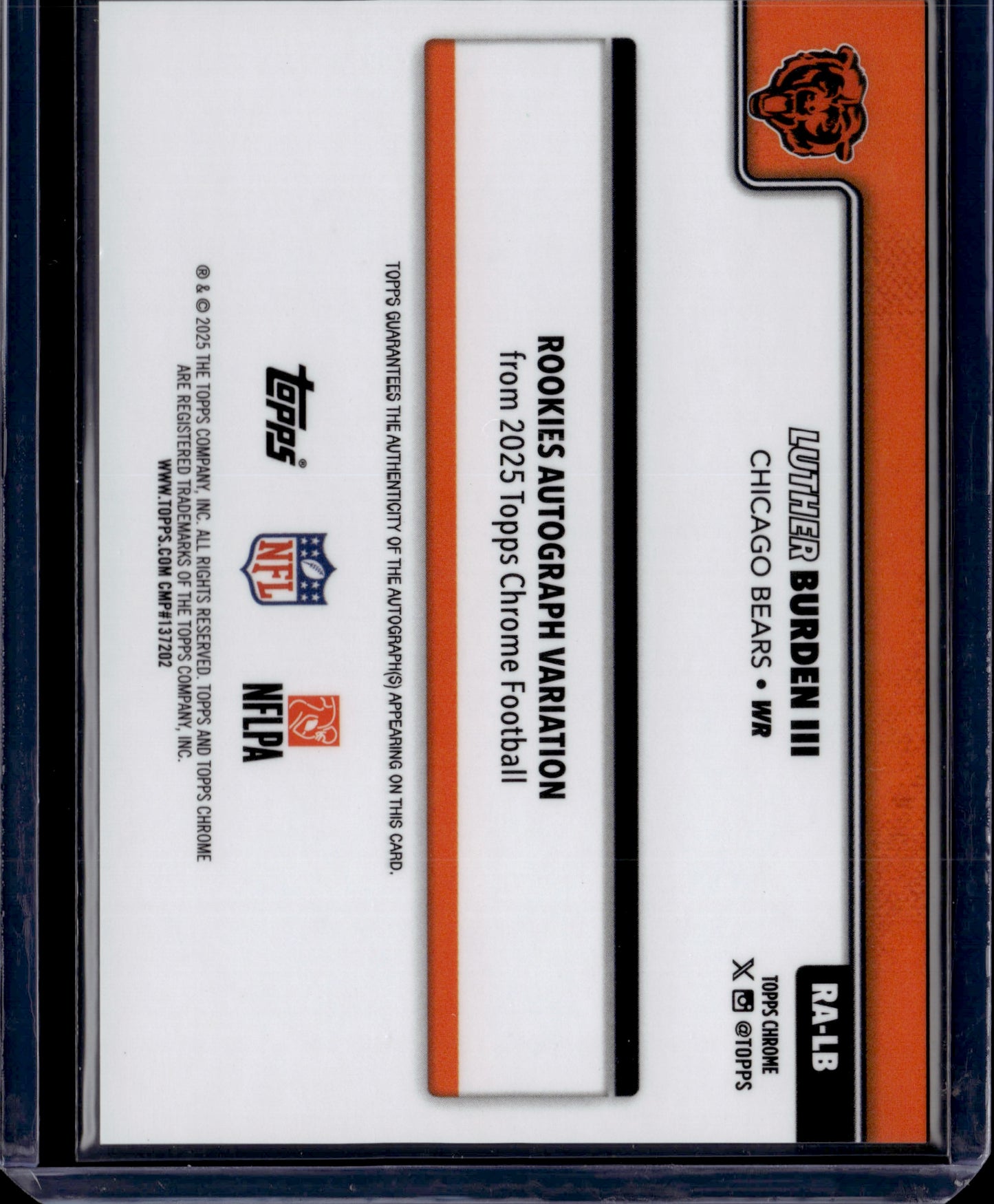 2025 Topps Chrome Luther Burden III #RA-LB Gold Auto /50 RC