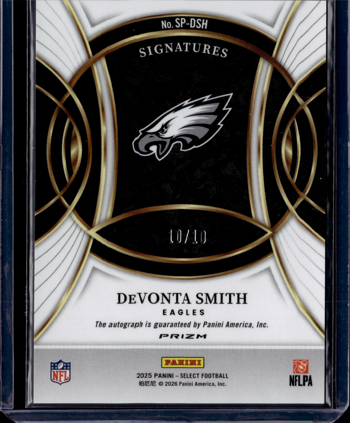 2026 Panini Select DeVonta Smith #SP-DSH Gold Auto /10
