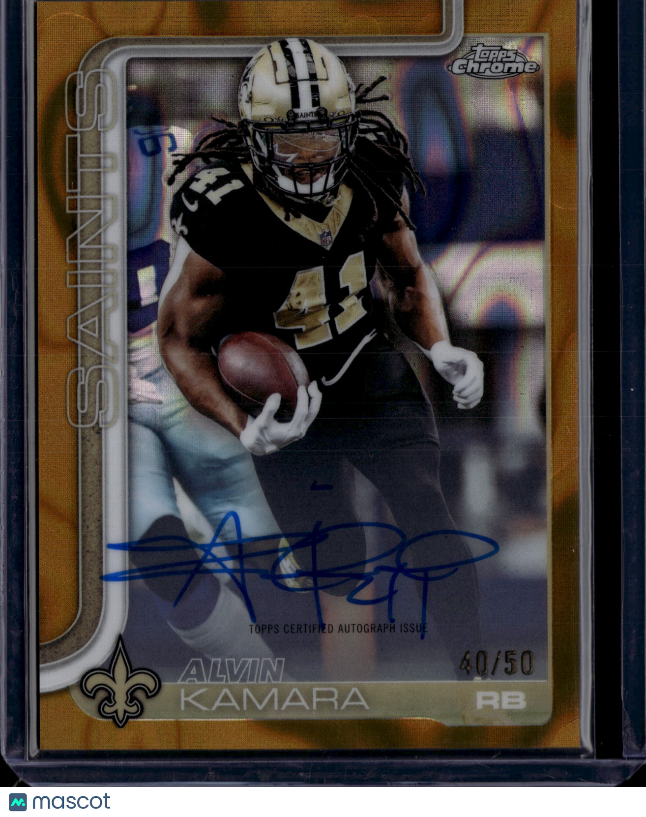 2025 Topps Chrome Alvin Kamara #BA-AK Gold Auto /50